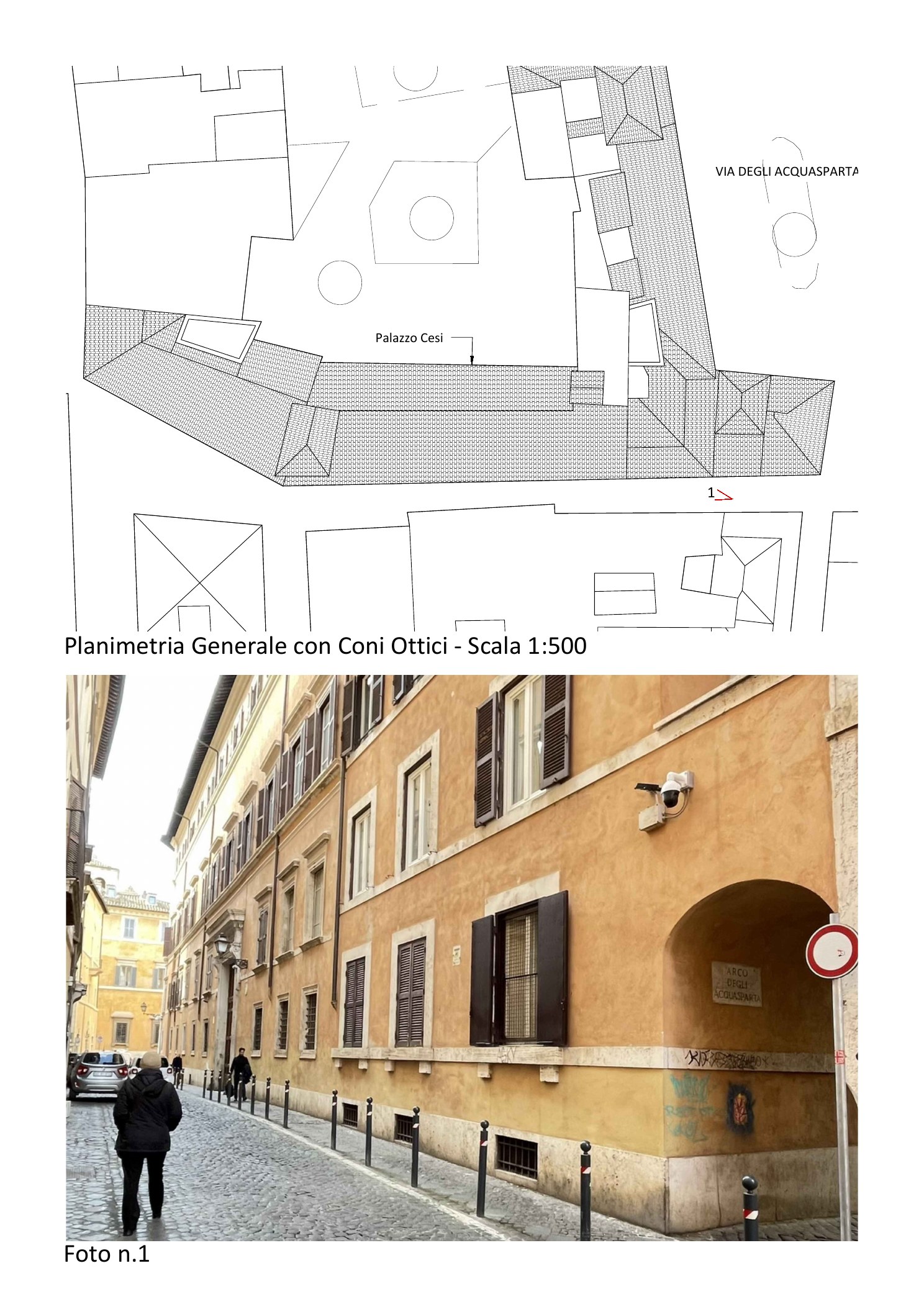 Palazzo Cesi, fronte architettonica su via degli Acquasparta